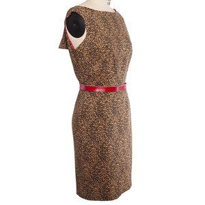 Bettie Page Leopard Print Dress with Red Accents